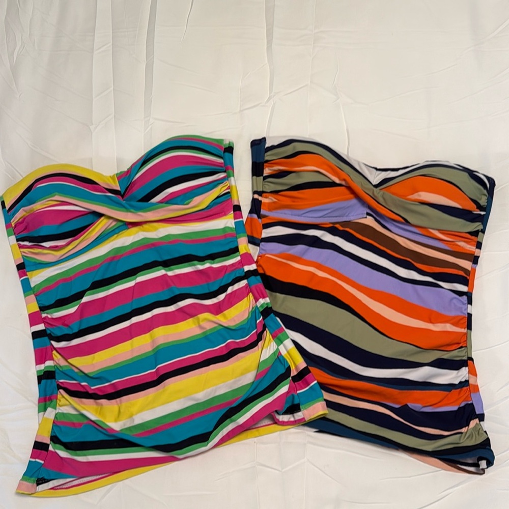 TWO Anne Cole Twist-Front Ruched Tankini Tops M